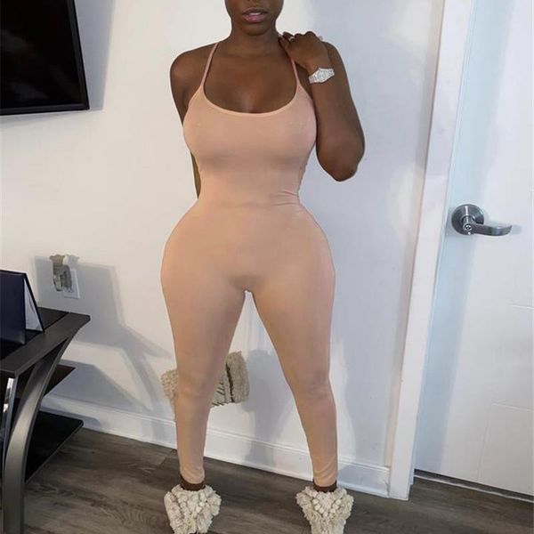 

women's jumpsuits & rompers 2021 fashion women slim romper female sports jumpsuit solid suspender strap summer u-neck backless, Black;white
