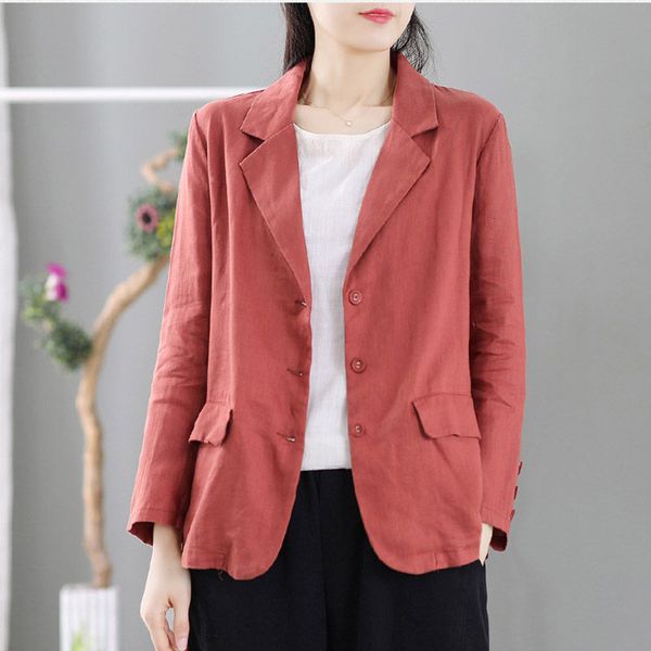 

suit back spring long sleeve cardigan short linen woman blazer 2021 released solid single breasted casual shirt y1538 tbrc, White;black
