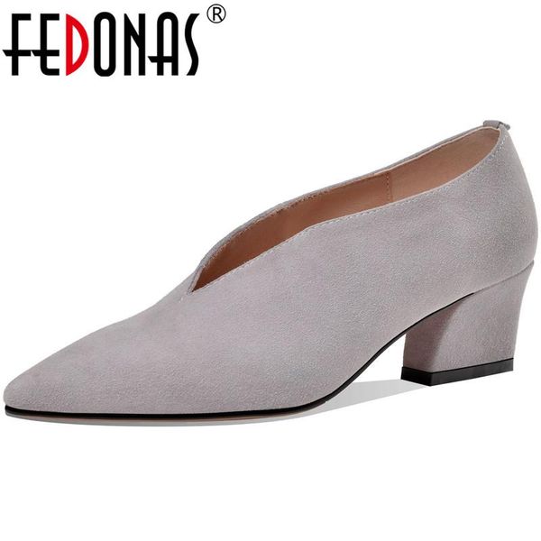 

dress shoes fedonas arrival kid suede vintage pointed toe high heels pumps night club party classic design summer woman, Black
