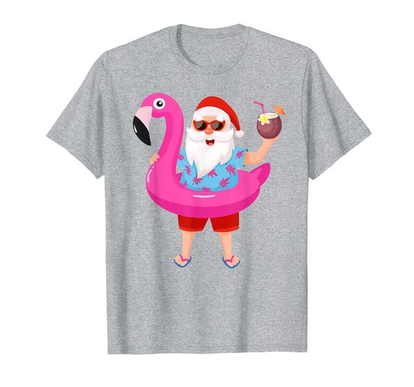 

christmas in july santa hawaii sunglasses flamingo gifts t-shirt, White;black