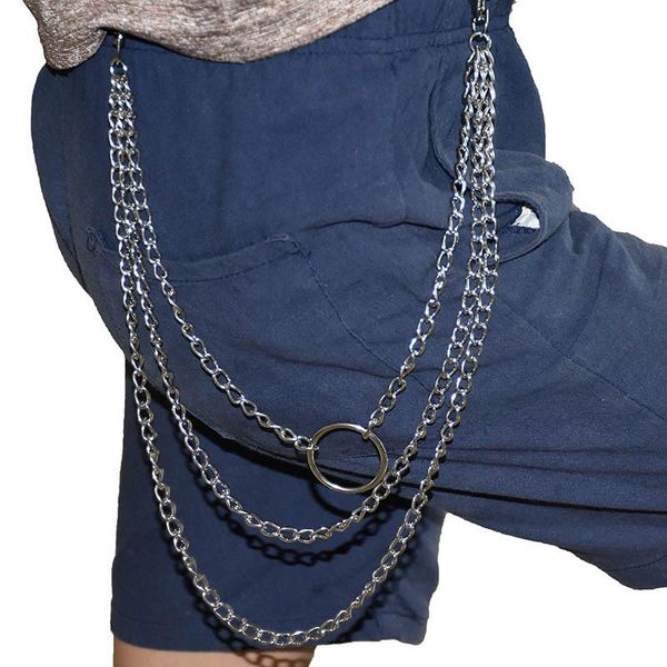

keychains long metal wallet belt key chain rock punk trousers keychain hipster jean hiphop chains jewelry, Silver