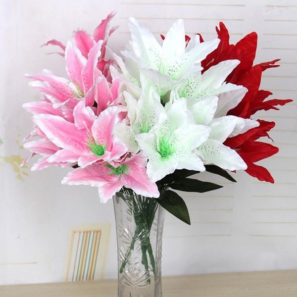 

decorative flowers & wreaths 40/50cm rainbow silk large bouquet of lily artificial jewelry diy wedding flower bride hand decoration