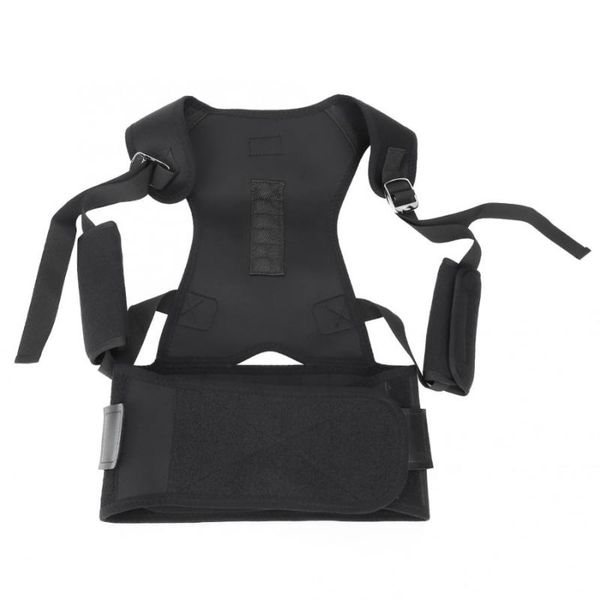 

adjustable posture corrector back brace shoulder lumbar support strap belt, Black;blue