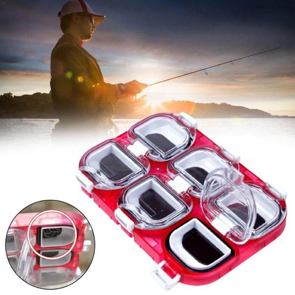 

fishing accessories box magnetic waterproof 6 grid storage boxes hook tackle e1n7