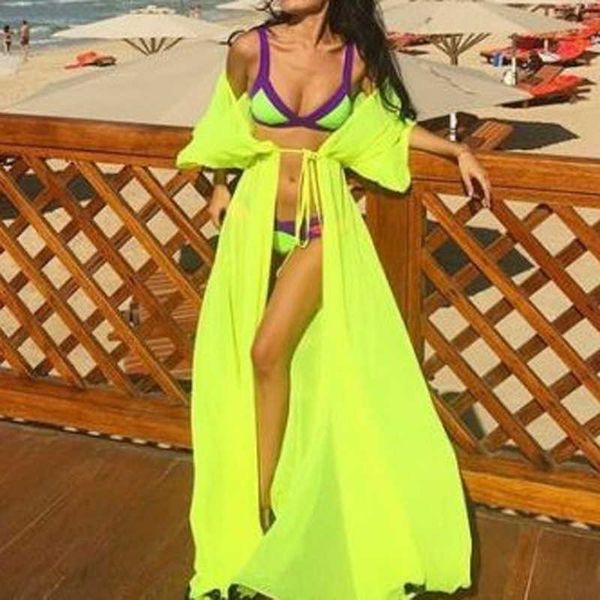 

women's swimwear 2021 long bikini beach cover up summer women tunic cardigan bathing swim suit see-through dress, White;black