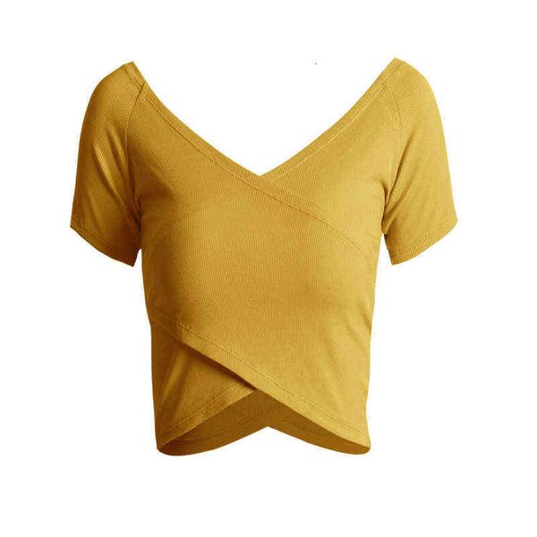 

women's t-shirt long sleeve yoga 2022 cloth women's spring and summer breathable leisure sports naked back running fitns short, White