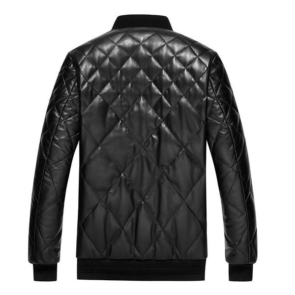 

men's leather & faux genuine jacket men white duck down sheepskin coat for winter chaqueta mg-1807092 kj1327, Black