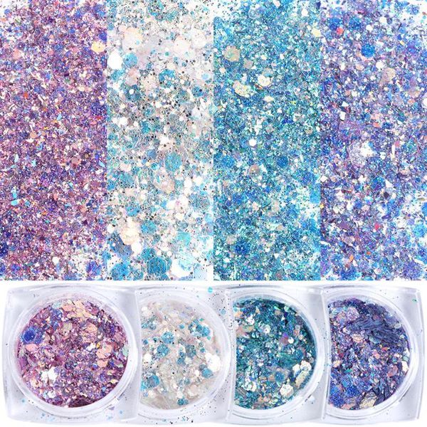 

colors 3d mermaid nail art glitter sequins mixed hexagon sparkly pigment flakes paillette manicure decorations ntxkp01-121, Silver;gold