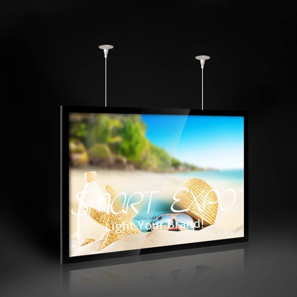 

double hanging aluminum magnetic light box for advertising display with hang set wooden case packing (60*90cm)