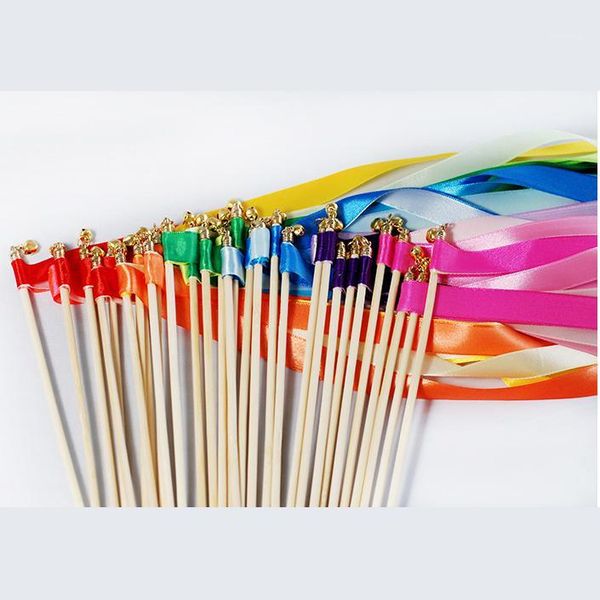 Atacado-20 pcs Twirling Streamling Favor Favor Fita Sticks / Wands com sinos