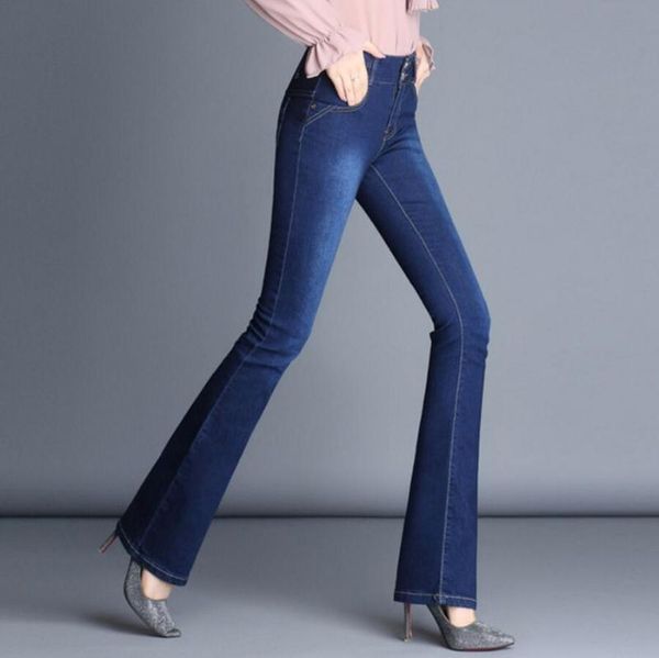 

women's jeans women 2021 high waist denim trousers plus size 26-34 female flare pants femme pantalon s1573, Blue