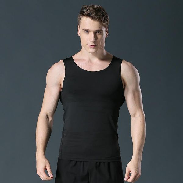 

men' tank 2021 summer vest waistcoat short sleeve underwear sweat shirt sleevelesswide shoulder slim round neck sports, White;black
