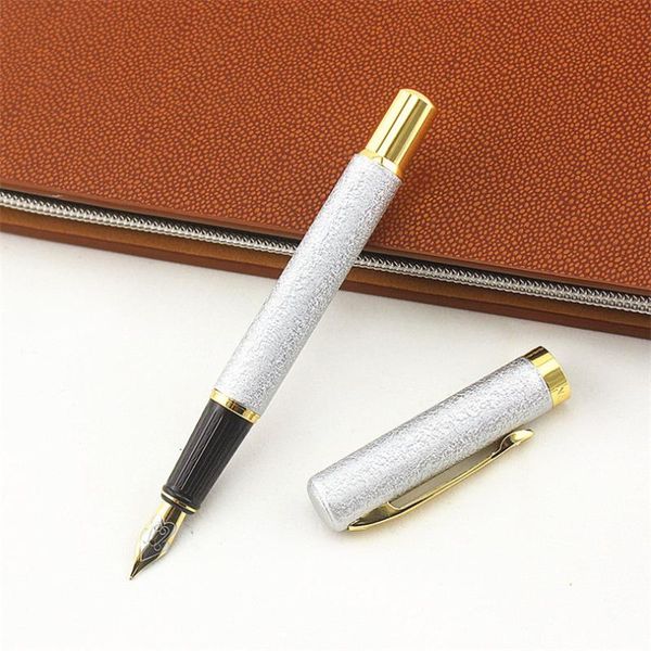 

frosted silver diamond gold clip fountain pen luxury office gift ink 0.5mm nib pens