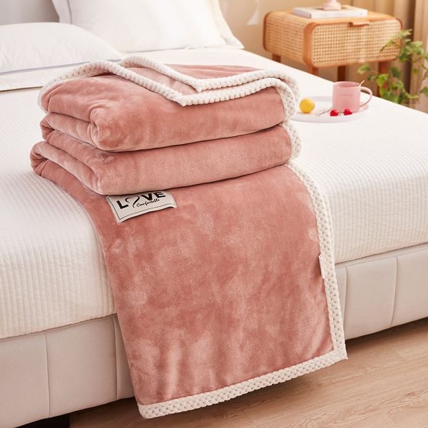 

new solid color milk wool blanket thickened gift blanket sofa cover nap group