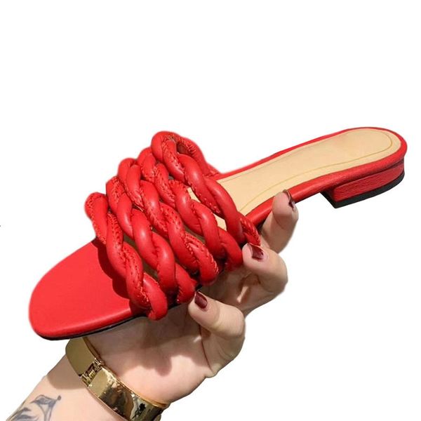 

sandals summer beach slipper shoe handmade woven woman flipflops lazy mullers flat heel casual shoes outdoor wear zapatos mujer 35, Black