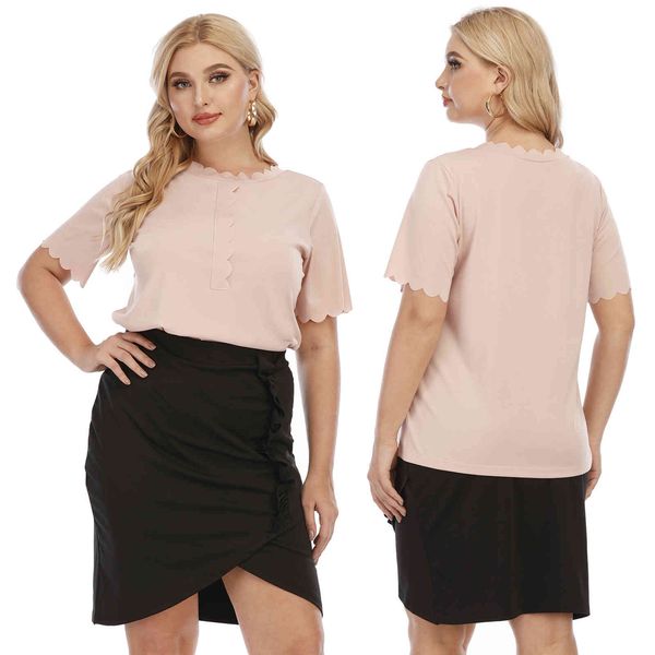 

women's plus size large wave ee splicing simple t-shirt f200505