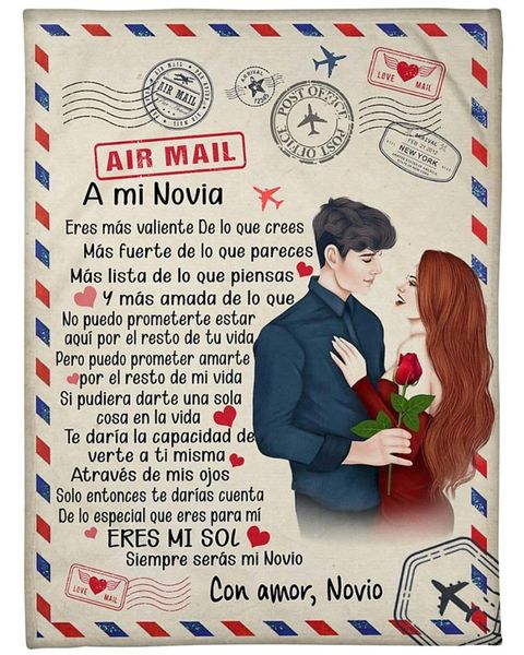 

blankets letter a mi novia spanish version premium fleece sherpa blanket home bedroom decor custom flannel for kids quilts