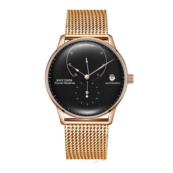 

wristwatches reef tiger mens automatic watches,luxury watch for men dress man waterproof wristwatch mechanical clock steel strap timepiece, Slivery;brown