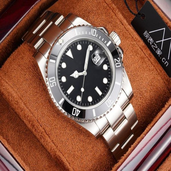 

luxury men's watch submarine calendar 40mm classic luminous efficient waterproof stainless steel factory direct sale wristwatches mecha, Slivery;brown