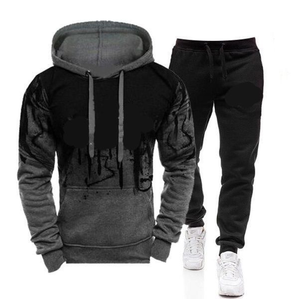 

new outdoor sports leisure men's suit hooded pullover, Black