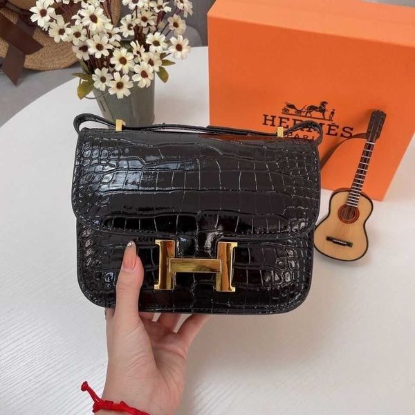 

2021 single messenger shoulder 2021 bag h-button stewardess leather women's small square bag luxuryss designerss yw