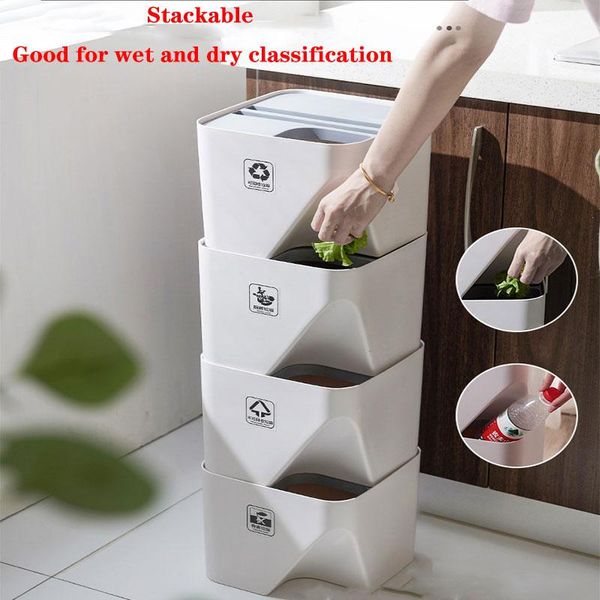 

waste bins kitchen trash bin stacked sorting can recycle household dry & wet separation bathroom storage bucket