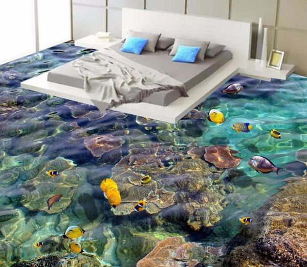 

wallpapers 3d floor painting wallpaper seabed coral tropical fish for bathrooms