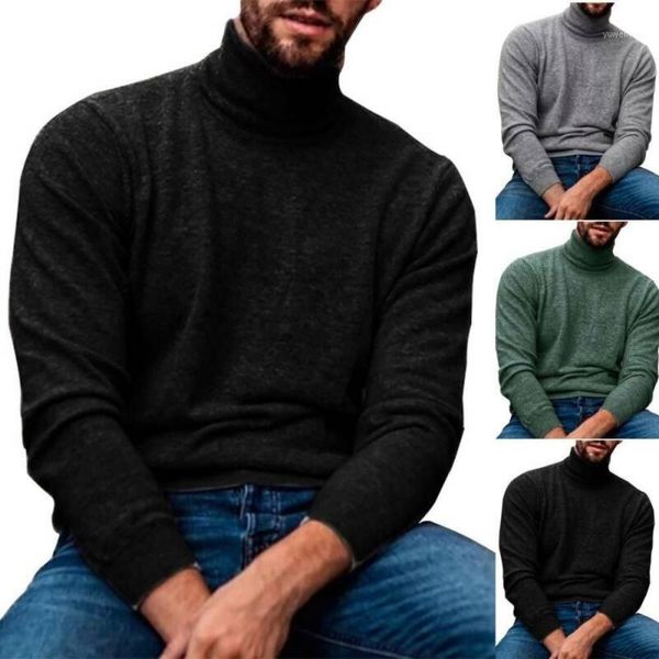 

men's hoodies & sweatshirts men turtle neck knitted plain sweater thicken warm knitwear blouse pullover top, Black