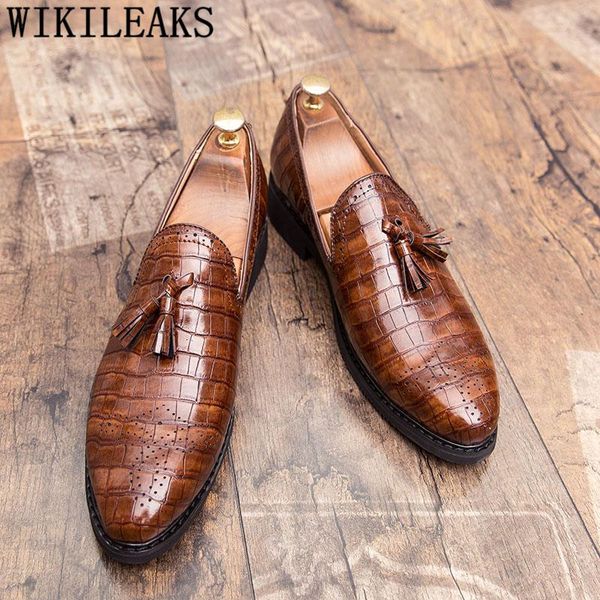 

dress shoes vintage loafers men slip brogue classic plus size 2021 coiffeur brown leather formal, Black