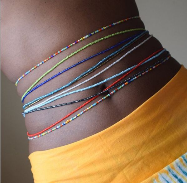 Arroz Colorido Projeto Beads Cintura Link Bikini Cadeia de Body Jóias Sexy Menina Mulheres Verão Quente Barriga Correntes