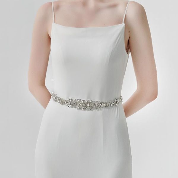

wedding sashes (1pc)rhinestone bridal belt with crystal diamond dress accessories sash for s027, White
