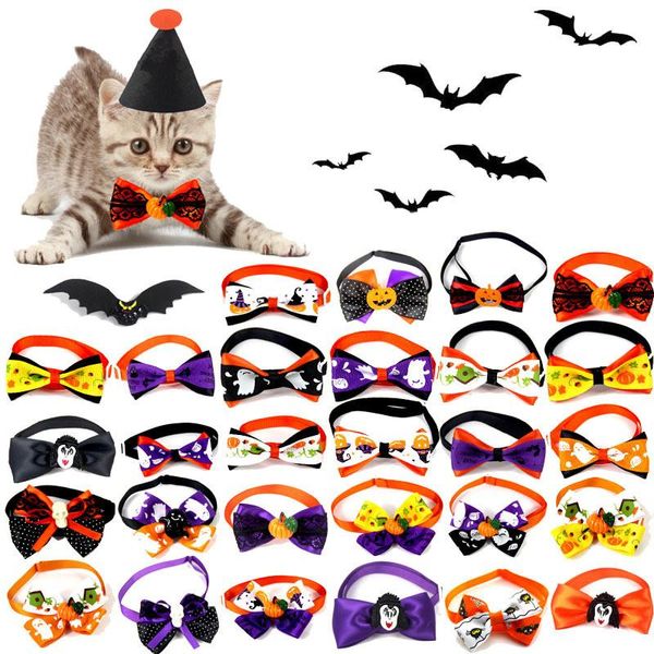 

dog collars & leashes 1pcs pumpkin cat lovely bowties halloween pet bow tie cute necktie holiday cats accessories jewelry gift