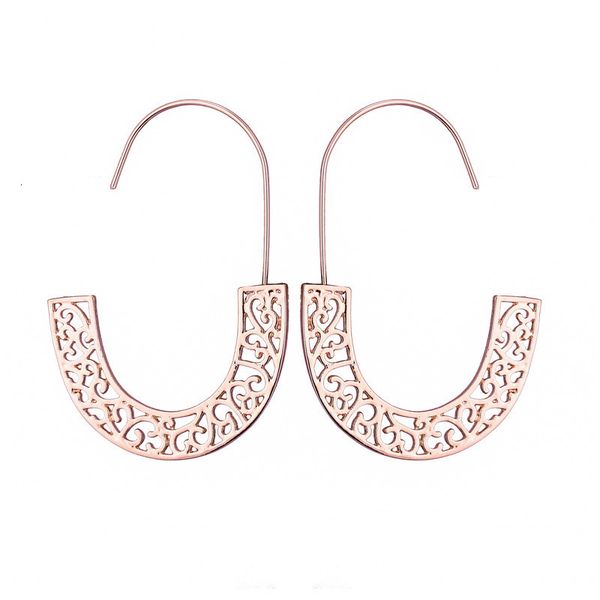 

geometric metal creative ring hollow pattern earrings, female, Silver