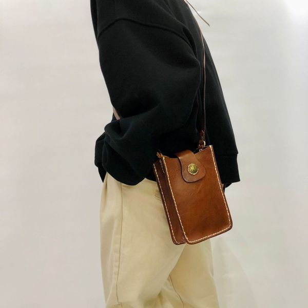 

leather handmade leather single shoulder crossbody bag small mobile phone bag women's style black friday uild