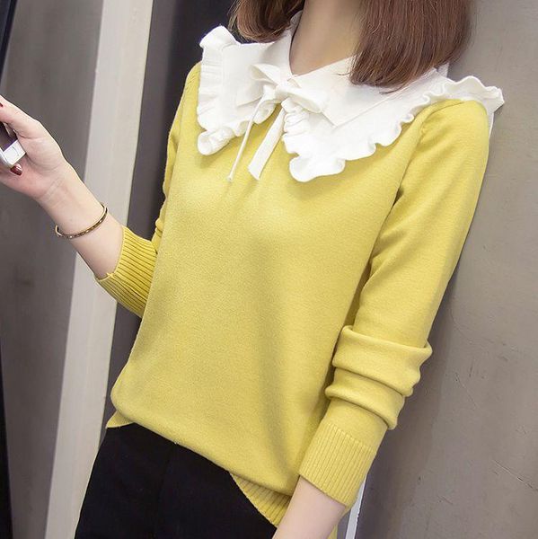 

women's sweaters bow black cute sweet kitted female a6269, White;black