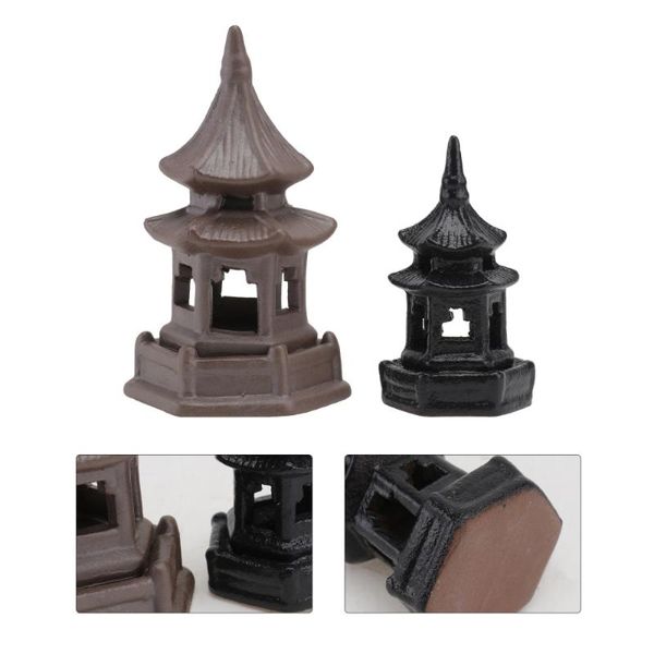 

mirrors 2pcs microlandscape adornments ceramic pavilion statues flowerpot ornaments