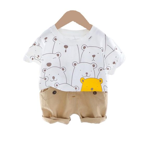 

clothing sets summer baby boys girls clothes children cotton cartoon print t shirts shorts 2pcs/sets kids fashion toddler tracksuits, White