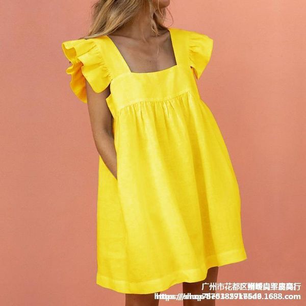 

casual dresses 2021 women summer dress neck solid color elegant clothes, Black;gray