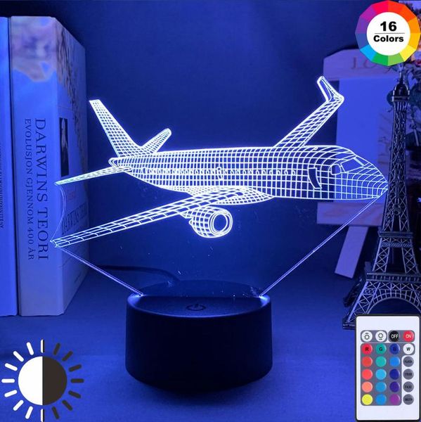 

night lights acrylic 3d illusion desk lamp airplane nightlight for kids children room decor battery light bedside baby plane gift