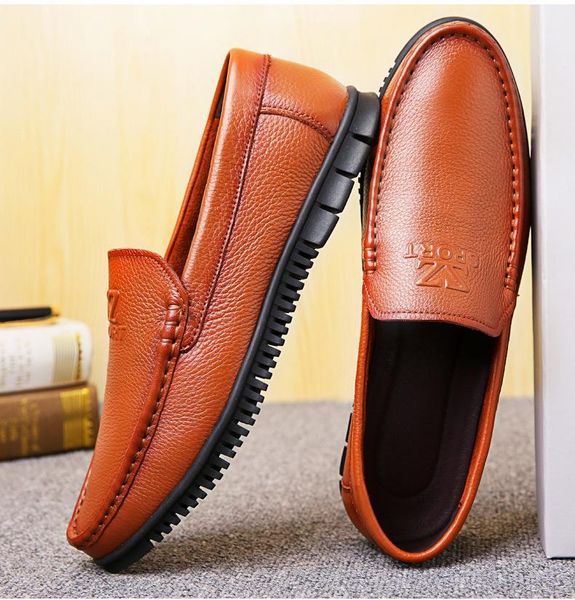 

dress shoes 2021 the style men's casual low foot covering fashion youth slip-on formal wear leather, Black