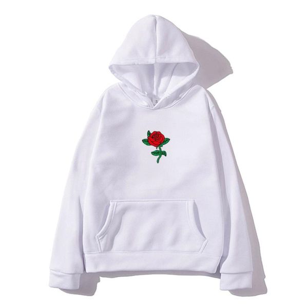 

men's hoodies & sweatshirts 2021 red rose flower print harajuku thick fleece winter sweatshirt streetwear men women autumn fashion pull, Black
