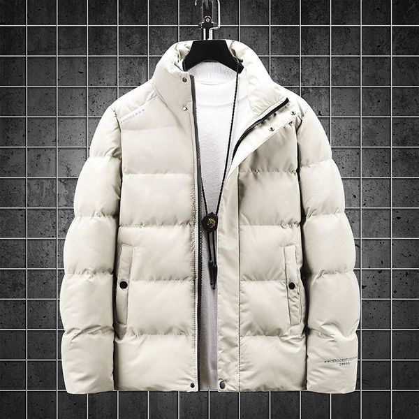 

men's winter coat thickened warm middle-aged and young people's long sved solid color cotton padded et men's casual, Black