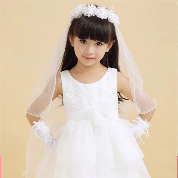 

bridal veils 2021 wedding veil long for children two-layer pencil edge white pink hair accessories flower girls lace schleier bv005, Black
