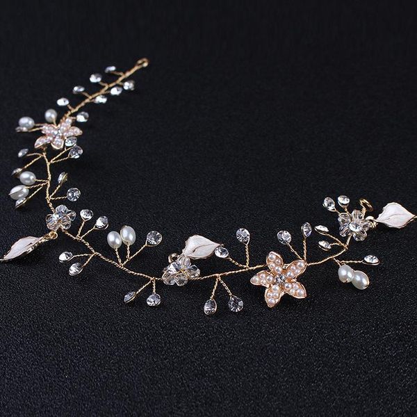 

hair clips & barrettes bridal vine wedding accessories piece unique headpiece pearls crystals leaf jewelry, Golden;silver