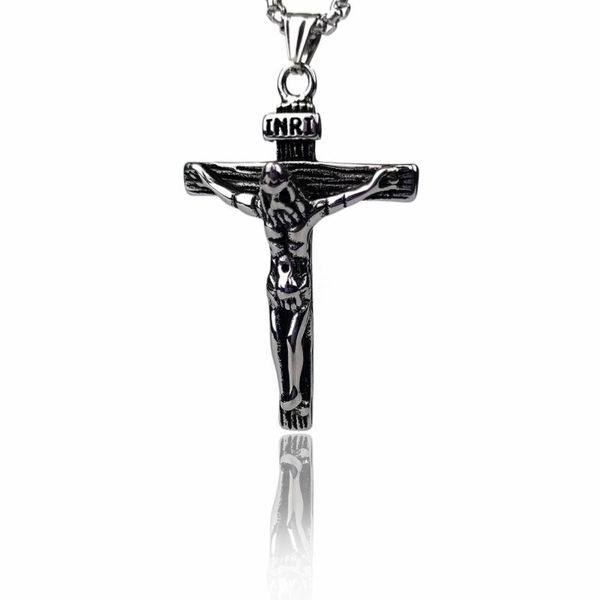 

pendant necklaces divino niÃ±o jesus cross crucifix wholesale mens hip hop jewelry goth necklace 2021 stainless steel pendent, Silver