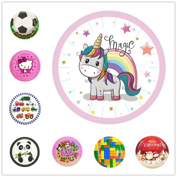 

children's cartoon 9-inch paper plate mermaid unicorn pattern disposable cake party supplies