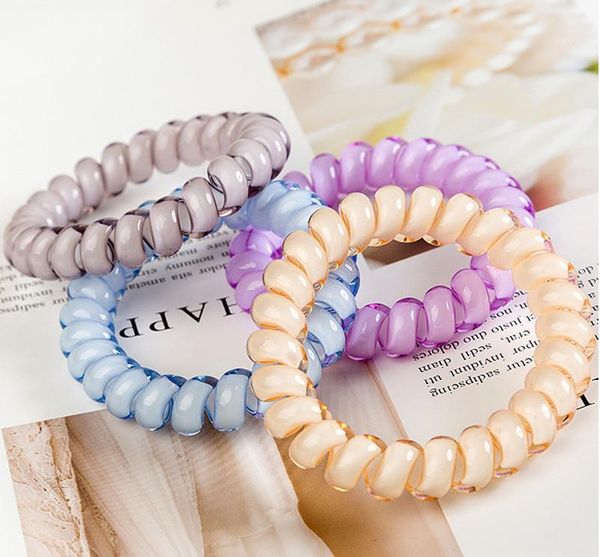 

100pcs/bag 27 colors 5cm telephone wire cord gum hair tie girls elastic hair band ring rope candy color bracelet stretchy scrunchy fast ship, Slivery;white
