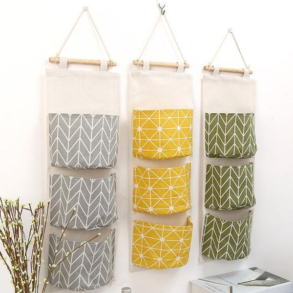 

storage boxes & bins 3 grids wall hanging bag cloth sundries organizer toys container decor pocket save space home supplie 2021