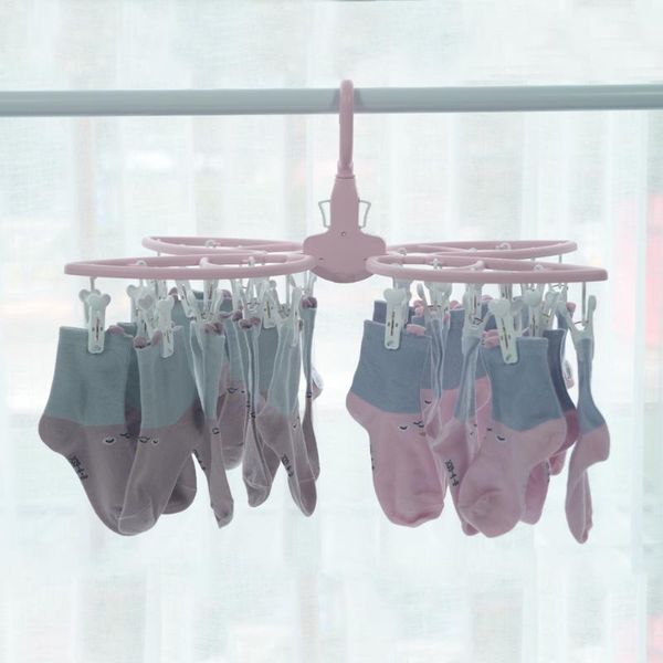

hangers & racks portable 24 clips clothes drying rack multi-purpose hanger folding magic buckle anti-slip socks