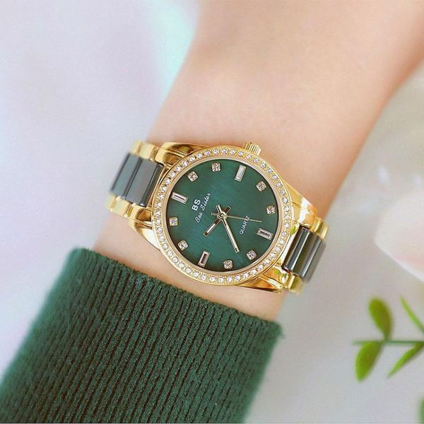 

wristwatches montreÂ femme 2021 women watches brand ceramic watch band rhinestone dress ladies wristwatch bayanÂ kolÂ saati, Slivery;brown